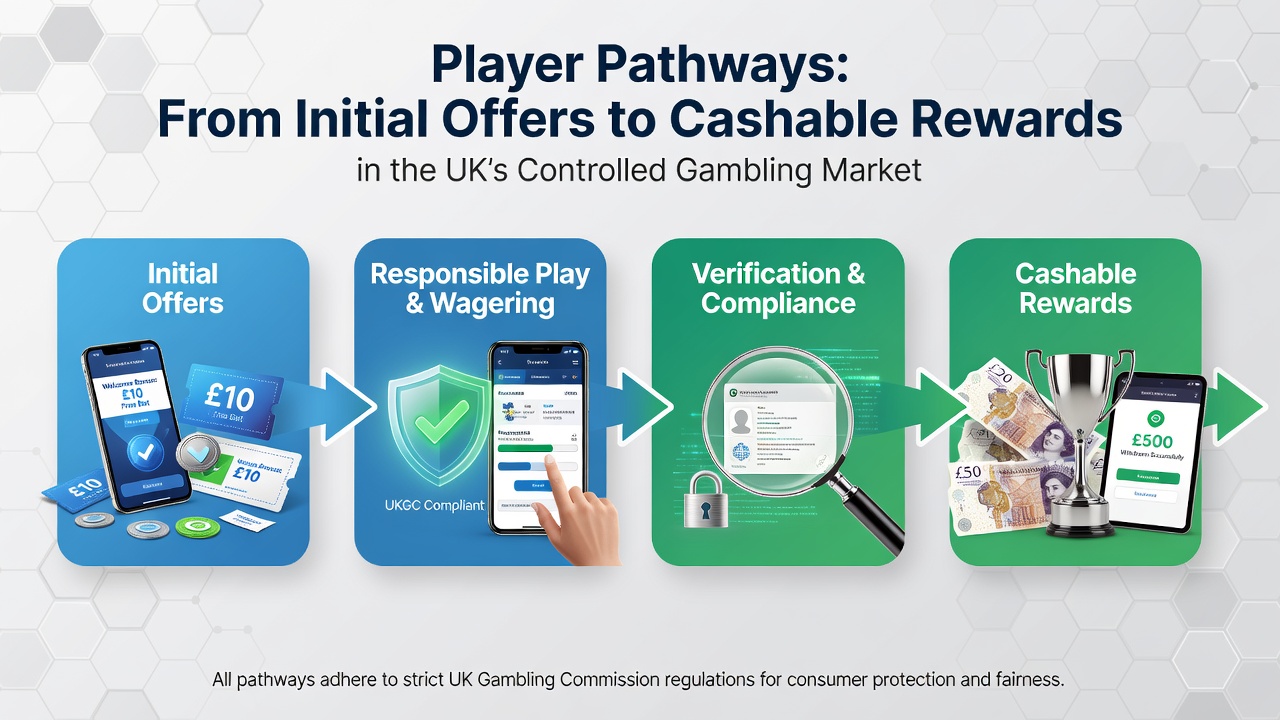 Diagram showing wagering multipliers and conversion stages from bonus to cashable balance